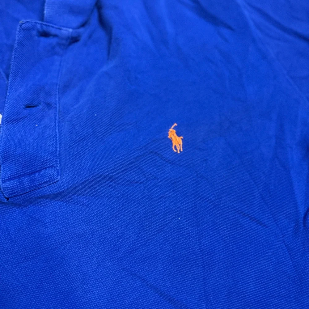 Polo Ralph Lauren Mens Royal Blue Short Sleeve Pique Polo Shirt Orange Pony L